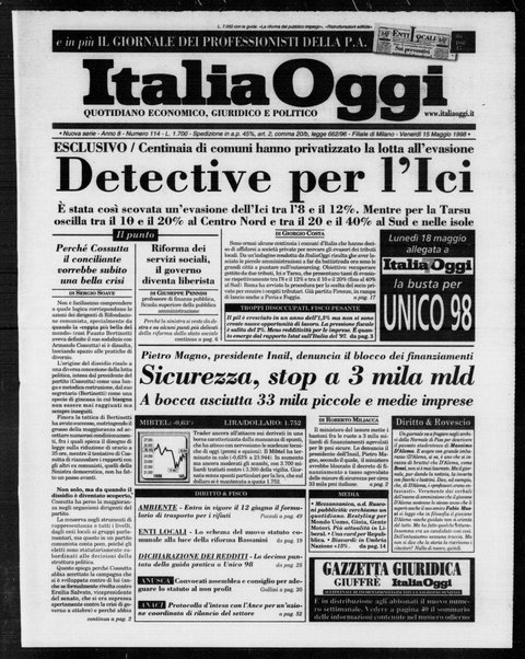 Italia oggi : quotidiano di economia finanza e politica